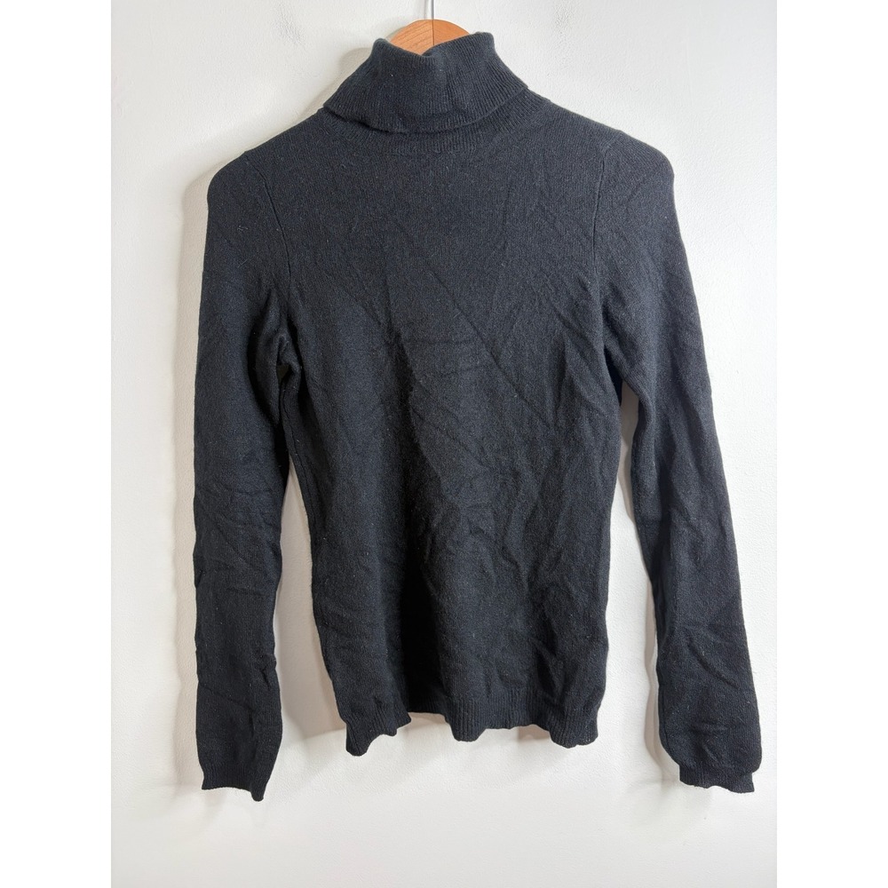 Bloomingdales Black 100% Cashmere Turtleneck Sweater XS Quiet Luxury Minimalist